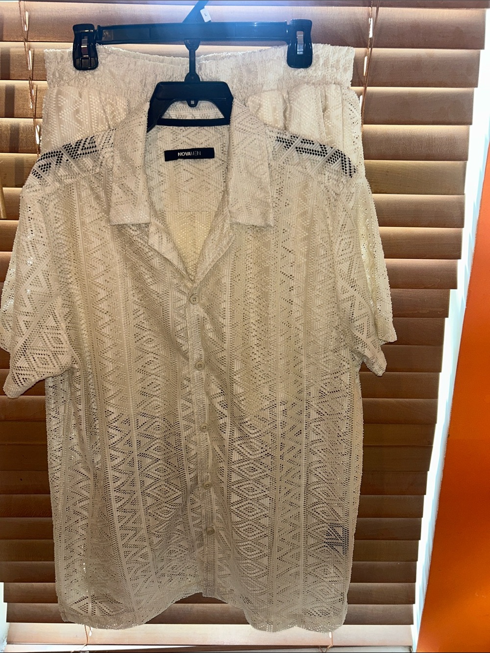 Fashion Nova White Men’s Knit Short Sleeve Shirt & Shorts Set